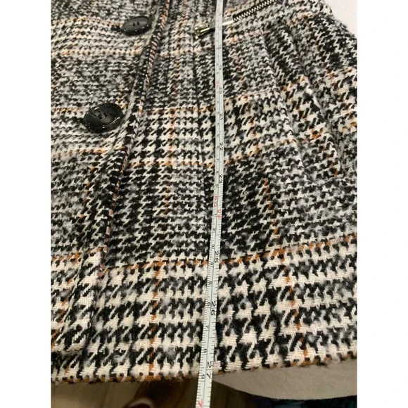 VNTG Maralyn & Me Plaid Pea Coat Dark Academia Tweed Jacket Brown Grey S - Picture 7 of 9